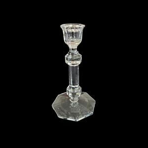Riedel Crystal Candlestick Holder Faceted Stem Octagon Base Austria